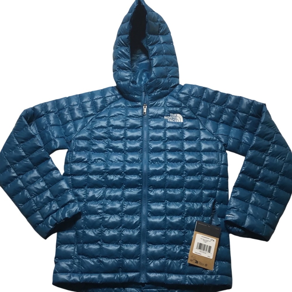 The‎ North Face Kids Reversible Hooded Jacket Size L 12 Blue Thermoball NWT